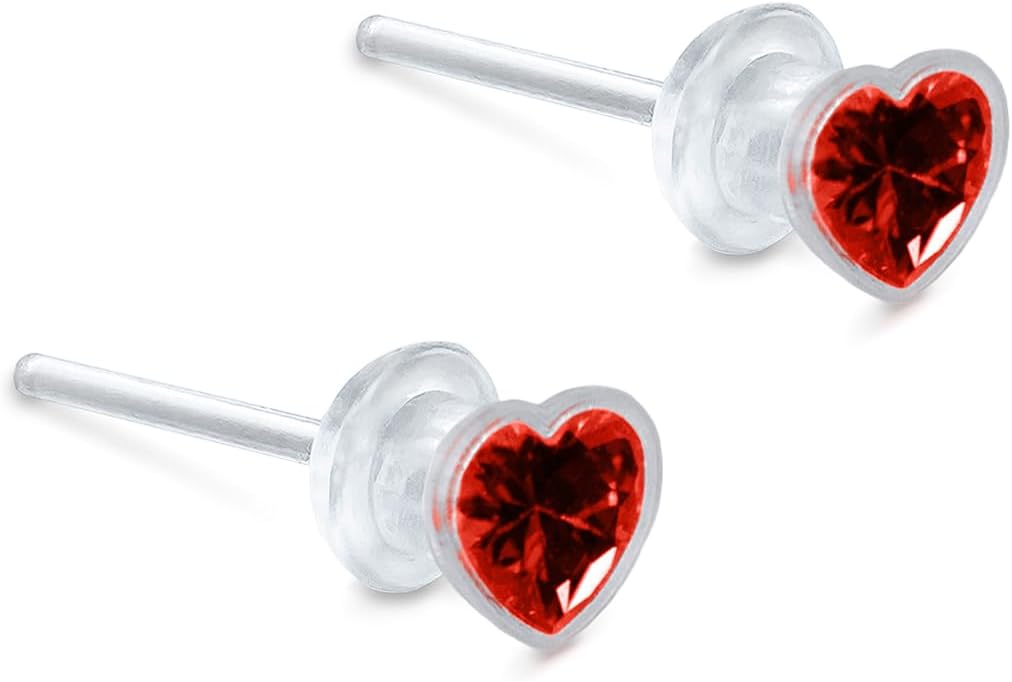 Medical Grade Plastic Earrings for Sensitive Ears, Nickel Free, Hypoallergenic Earrings for Girls and Women, Comfortable, Lightweight and Metal Free Cubic Zirconia