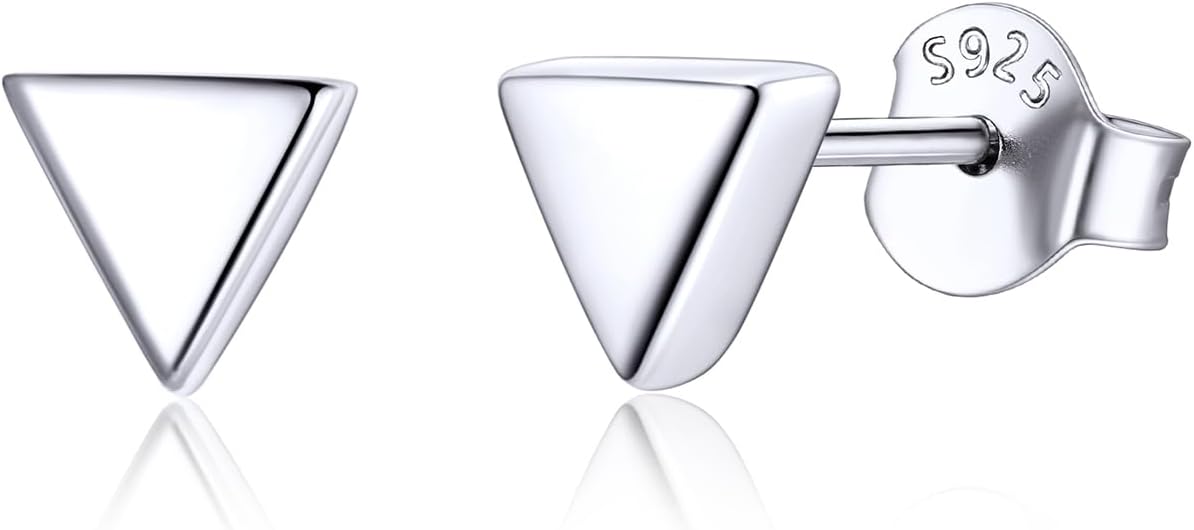 ChicSilver 925 Sterling Silver Earrings Dainty Bar/Circle/Triangle/Star/Ball Stud Earrings for Women with Gift Box, Hypoallergenic Earrings for Sensitive Ears