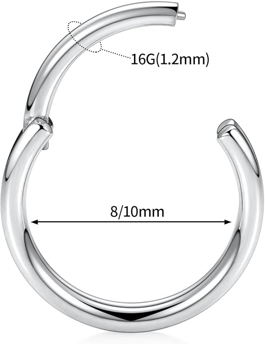 316L Surgical Steel Septum Clicker Ring Nose Ring Hoop Sleeper Hoop Earring Helix Rook Conch Cartilage Daith Tragus Earrings Lobe Nose Piercing Jewelry for Women