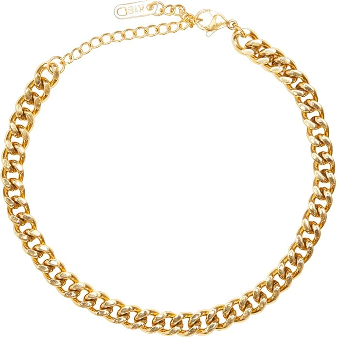 Shapes Studio 18K Gold Plated Titanium Round Curb Chain Anklet, Never Tarnish, Women Jewelry, Body Jewelry