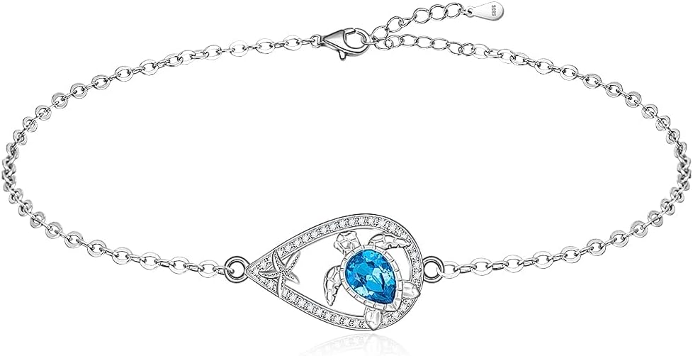 Infinity Cat Paw Print Celtic Knot Sea Turtle Elephant Flamingo Butterfly Dolphin Evil Eye Anklets Bracelets for Women Sterling Silver Adjustable Ankle Bracelet Summer Beach Lovers Gift