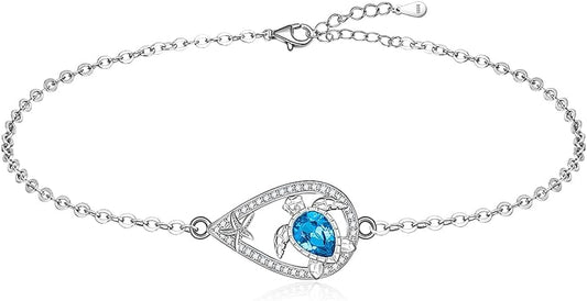Infinity Cat Paw Print Celtic Knot Sea Turtle Elephant Flamingo Butterfly Dolphin Evil Eye Anklets Bracelets for Women Sterling Silver Adjustable Ankle Bracelet Summer Beach Lovers Gift