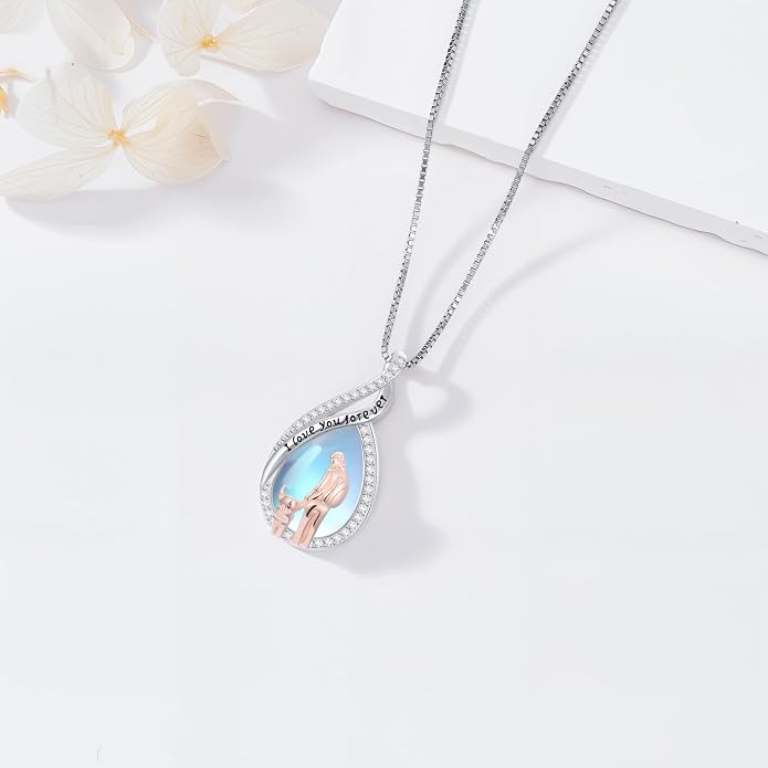 PROESS S925 Sterling Silver Daughter Heart Pendant Necklace from Dad Mom I Love You Forever Jewelry