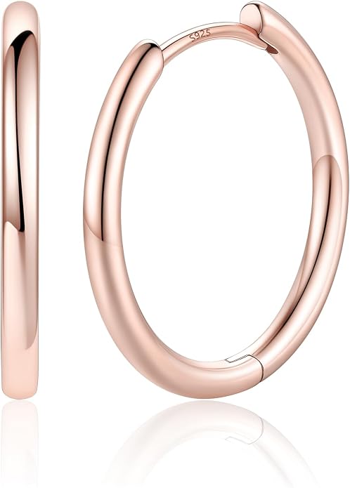 Silvora 14K Gold Plated Huggie Hoop Earrings for Women, Small Sterling Silver Hoops, Hypoallergenic Cartilage Earrings for Sensitive Ears 8/10/12/14/16/18/20MM