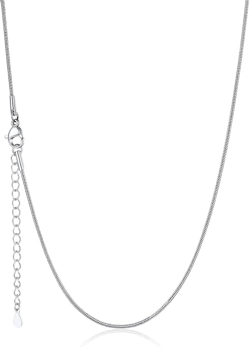 U7 Snake Necklace for Women 14K Gold Plated/Silver/Rose Gold/Black Chain Necklace Hypoallergenic, Stainless Steel Tiny Snake Chain Necklace 1/1.2/1.5/2MM, 14-30" Adjustable Minimalist Gift