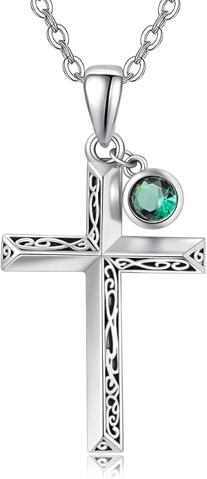 PRAYMOS Cross Necklace for Women Men, 925 Sterling Silver Simple Dainty Cross Necklace, Christian Religious Jewelry, Mothers Day Fathers Day Anniversary Birthday Gift