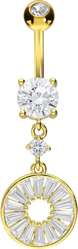 PIERCINGLINE Belly Button Piercing CRYSTAL CIRCLE surgical steel, skin-friendly