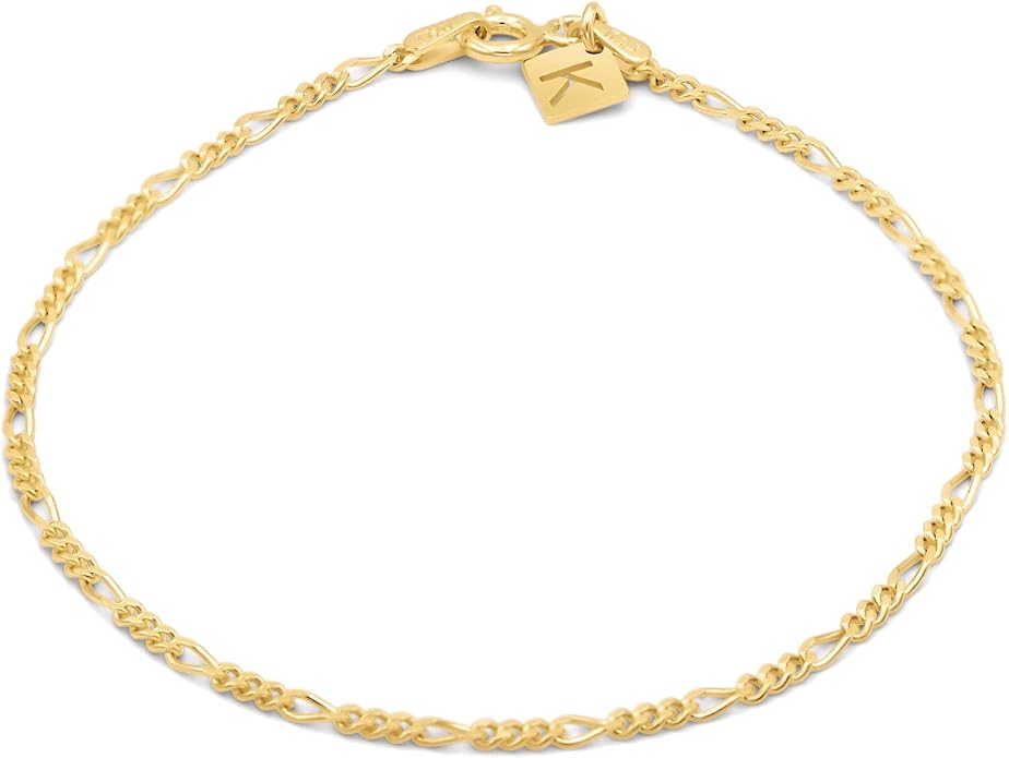Sterling Silver Figaro Link Chain Bracelet Ankelet 2mm Italian