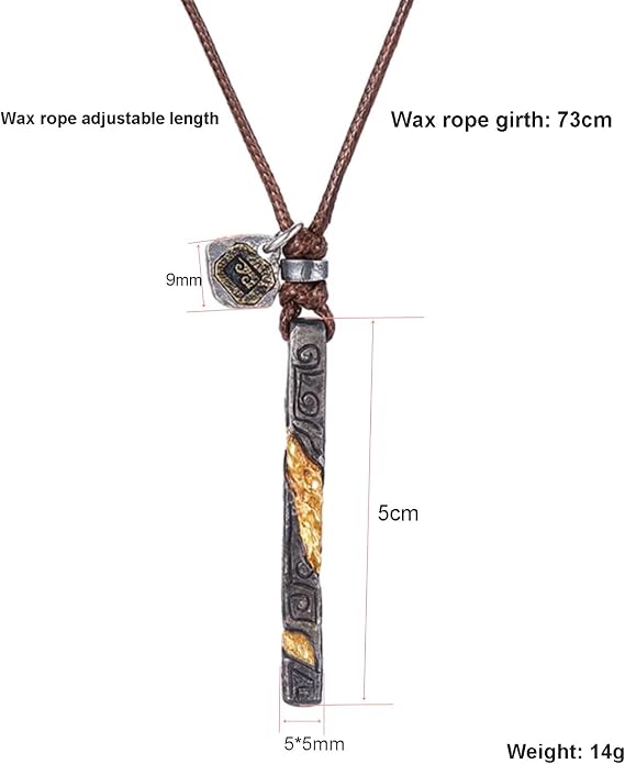 Mens Personalized Bar Pendant Wax Rope Necklace | Handmade Engravable Charm Braided Leather Cord Adjustable Necklace Jewelry Gift for Dad Husband Boyfriend