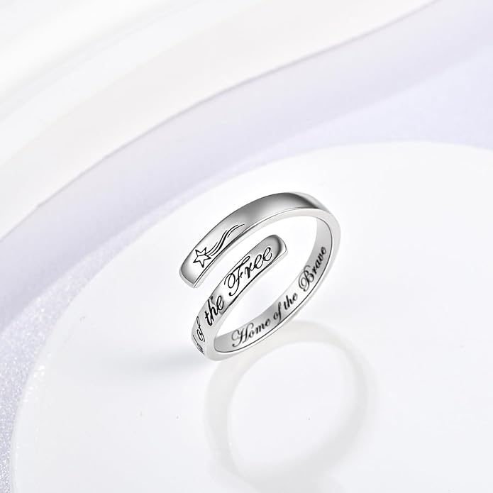 Silver Adjustable Ring Inspirational Jewelry S925 Sterling Wrap Open Ring for Women
