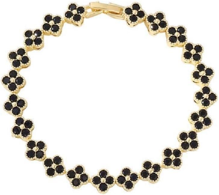 18K gold-plated mother of pearl enamel, adjustable clover lucky bracelet for women/New Year gift/Valentine's Day gift