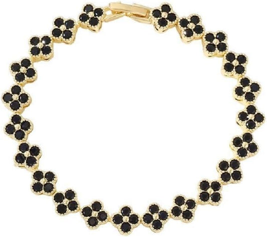 18K gold-plated mother of pearl enamel, adjustable clover lucky bracelet for women/New Year gift/Valentine's Day gift