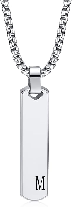 Personalized Necklace with Picture Inside - Custom Projection Bar Necklace Engraved Name Pendant Father's Day Gifts For Dad Husband Boyfriend Men Women, Memorial Gift For Loss Of Mother Loved Ones