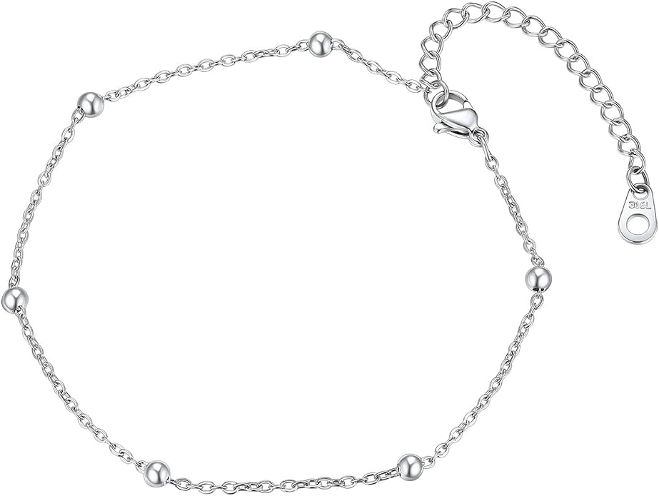 ChainsPro Anklets for Women Waterproof, Adjustable Stainless Steel/ Sterling Silver/14K Gold Plated Ankle Bracelets for Women, Non Tarnish Layered Anklets Beach Jewelry Gifts for Swimming & Daily Wear (Send Gift Box)