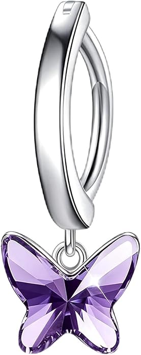 Dangle Clicker Belly Button Ring for Women Surgical Sterling Silver Belly Ring Simple Reverse Navel Rings Body Jewelry