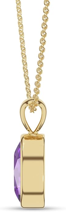 Natural Amethyst Pendant Necklaces for Women in Sterling Silver/18K Yellow Gold/Rose Gold Vermeil, February Birthstone Jewelry Gifts for Her Birthday, Anniversary (Oval, Pear, Round)