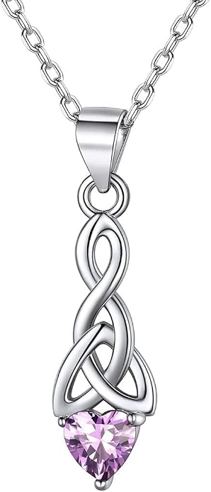 ChicSilver Bow and Cat Birthstone Necklace, 925 Sterling Silver Pendant Necklaces for Women, Hypoallergenic Silver Choker with 16 inch Rolo Chain, 12 Months Jewelry for Valentines Mothers Day Christmas