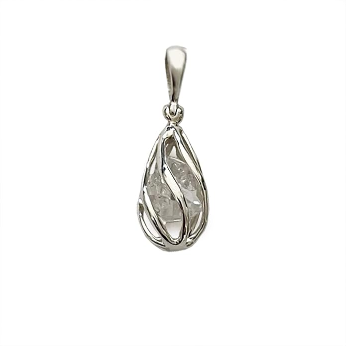 Starborn Gemstone teardrop Style Cage Pendant Sterling Silver