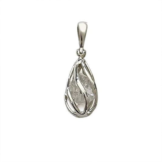 Starborn Gemstone teardrop Style Cage Pendant Sterling Silver