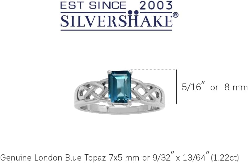 Silvershake 7X5mm Octagon Shape Birthstone Gemstone White Gold Plated or Yellow Gold Plated 925 Sterling Silver Scroll/Filigree Celtic Knot Solitaire Ring Jewelry for Women