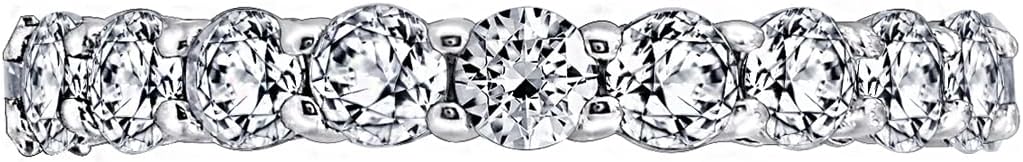 Amazon Essentials Platinum or Gold Plated Sterling Silver All-Around Band Ring set with Round Infinite Elements Cubic Zirconia