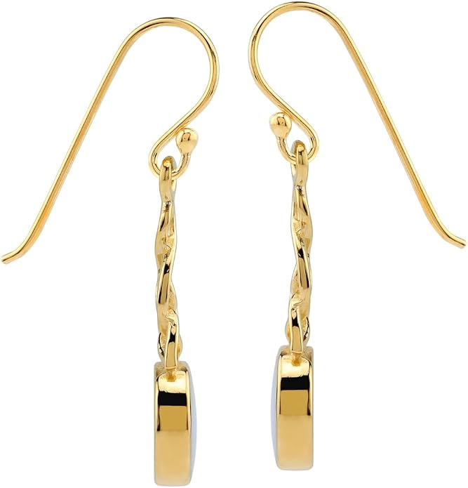 Silvershake 6MM Round Shape Inlay White Gold Plated or Yellow Gold Plated 925 Sterling Silver Triquetra Celtic Knot Dangle Leverback or Hook Earrings Jewelry for Women