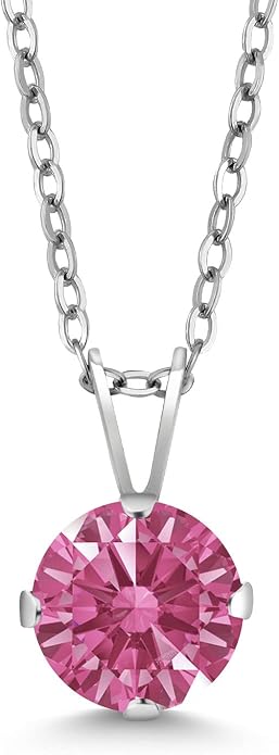 Gem Stone King 7MM Round Gemstone Birthstone Pendant Necklace For Women | 925 Sterling Silver | With 18 Inch Silver Chain | Fine Jewelry Gifts for Women Her Mom Wife