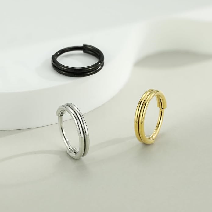 316L Surgical Steel Septum Clicker Ring Nose Ring Hoop Sleeper Hoop Earring Helix Rook Conch Cartilage Daith Tragus Earrings Lobe Nose Piercing Jewelry for Women
