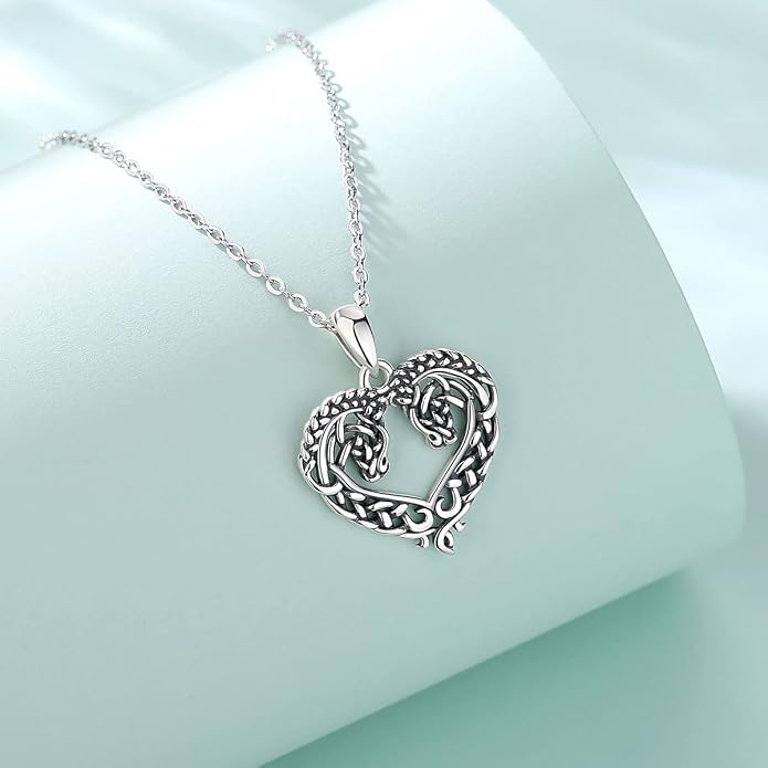 Vito 925 Sterling Silver Viking Necklace for Women Men, Viking Dragon/Wolf/Horse/Tree of Life Pendant Norse Amulet Nordic Jewelry for Men