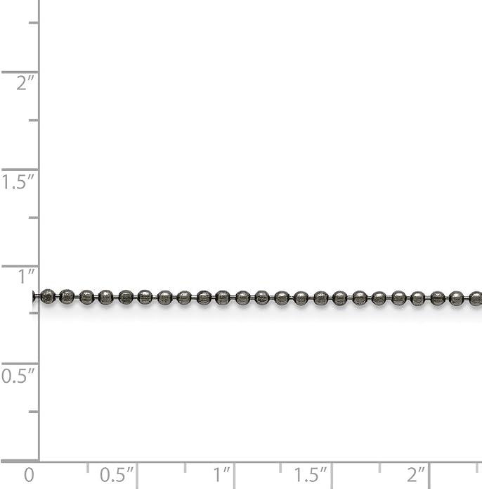 Solid Stainless Steel 2.00mm Beaded Ball Vintage Antiqued Chain Necklace - with Secure Lobster Lock Clasp