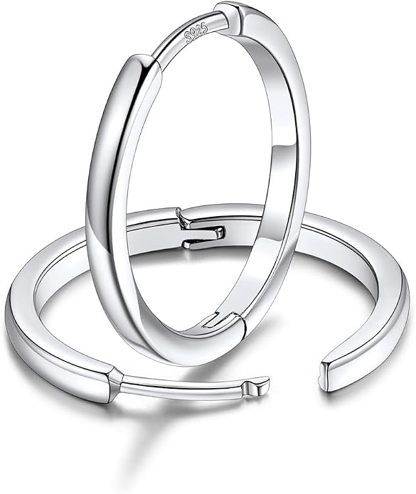 FaithHeart 925 Sterling Silver Post Huggie Hoop Earrings for Women, Silver Small Hoop Earring, Hypoallergenic Cartilage Earrings for Women