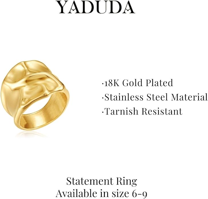 Gold Silver Rings Set for Women Chunky Statement Rings ZC Dome Evil Eye Croissant ring Thick 18K Gold Plated Band Rings