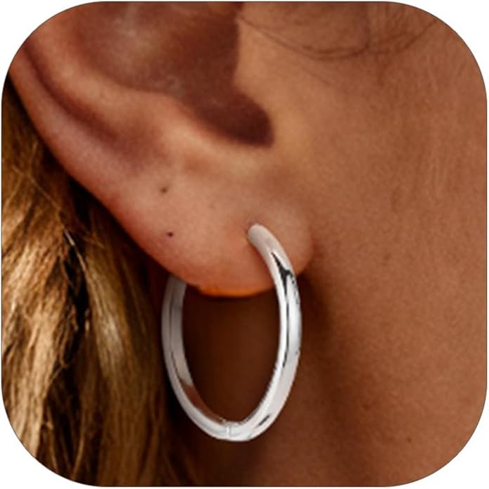 PROSTEEL Hoop Earrings for Women, Huggie Hoop with 925 Sterling Silver Post, 8/10/12/14/16/18/20mm Small Huggie Hoops, 14K Gold Plated/Silver/Black/Rose Gold Hypoallergenic Earrings Jewelry
