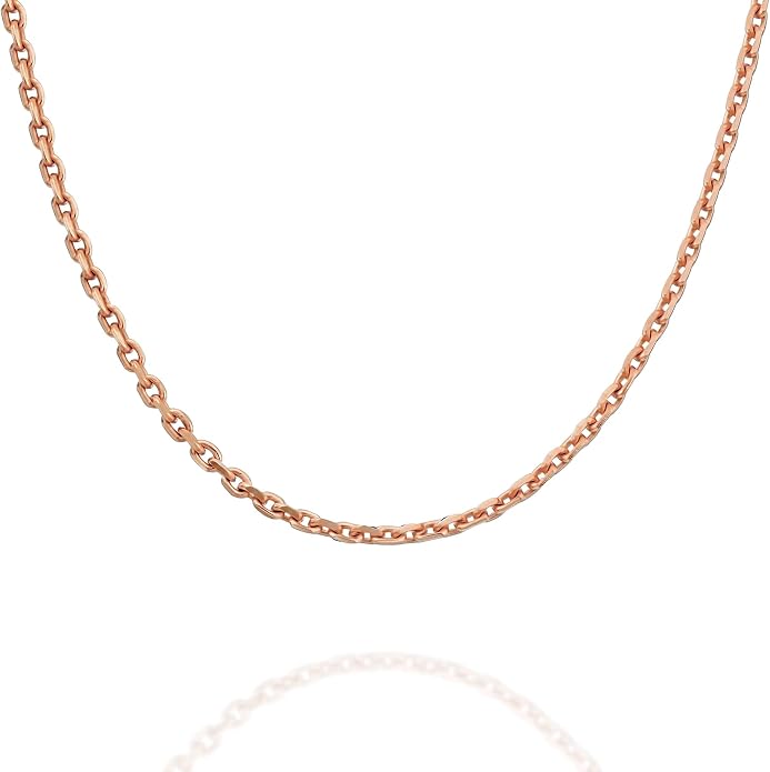 PAVOI 22K Gold Plated Chain Necklace For Women | Italian Solid 925 Sterling Silver Necklace for Men | Cuban Link, Rope, Snake & Rope Diamond-Cut Herringbone | Trendy Unisex Jewelry