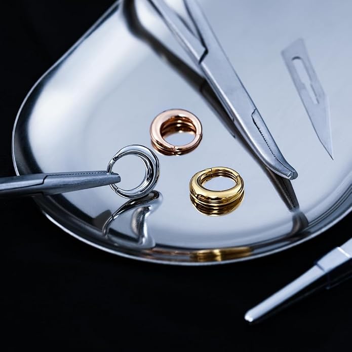 MOQIKAKA16G 8mm Septum Rings - Stainless Steel Segment Nose Rings for Women Men - Hinged Segment Nose Helix Cartilage Clicker Hoop Earrings for Daith Rook Tragus Piercing
