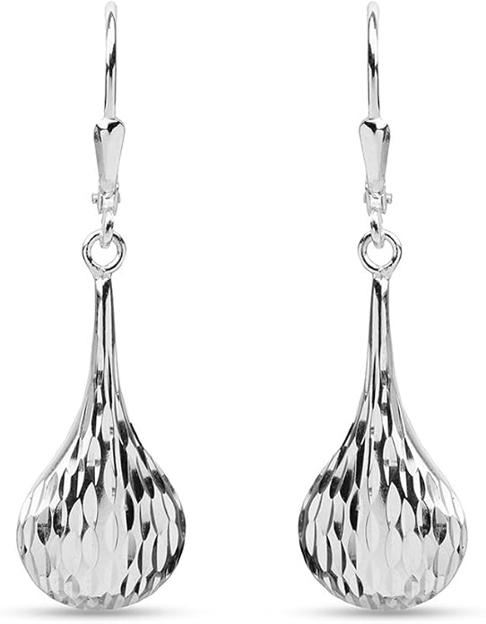 LeCalla 925 Sterling Silver Leverback Drop Earrings Lightweight Bohemia Teardrop Drop Dangle Earring for Women