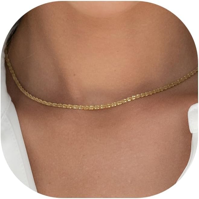 BAYLAY Gold Chain Necklace for Women - 18K Gold Plated Necklace Chain Dainty Gold Necklace for Women Gold Chain Gold Necklace Gold Jewelry Gifts Size 16/18/20/22/24/26 Inch