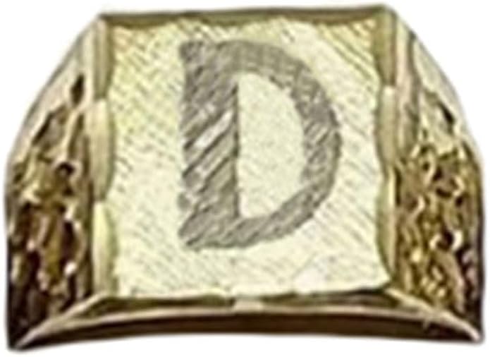 Nugget Style Initial Letter Ring, A-Z, 18K Gold Plated, Non Tarnish