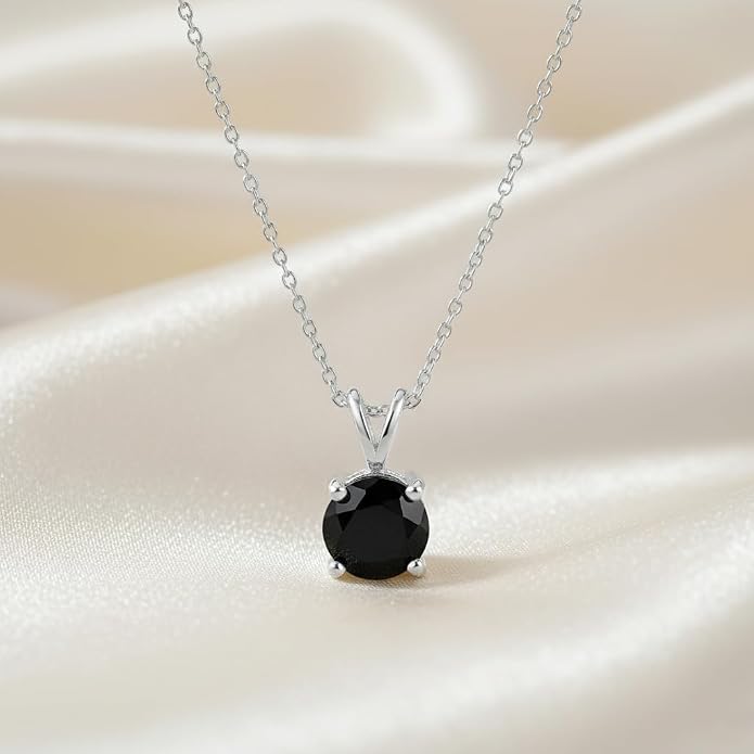 OdrillionGems Natural Gemstone Pendant Necklace, 925 Sterling Silver, Healing Crystal, Birthstone, Round Faceted, Handmade, Women Jewelry, Christmas Gift 16+2inch