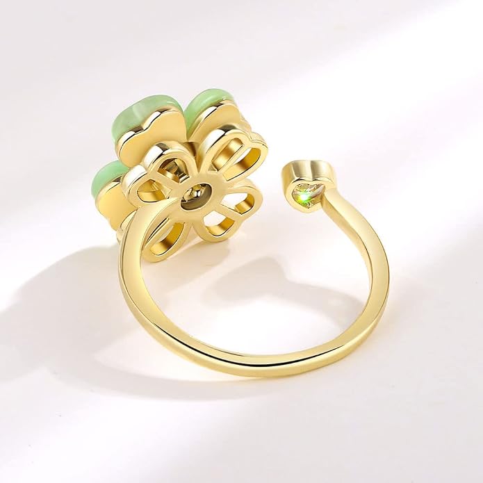 Fidget Ring Anxiety Spinner Ring Open Adjustable Sunflower Star Moon Windmill Butterfly Rings Daisy Stress Relieving Fidget Women Cubic Zirconia Anti Stress Mood Rotate Inspirations Jewelry