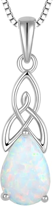 STARCHENIE Teardrop Necklace for Women 925 Sterling Silver Irish Celtic Knot Pendant Birthstone Jewelry
