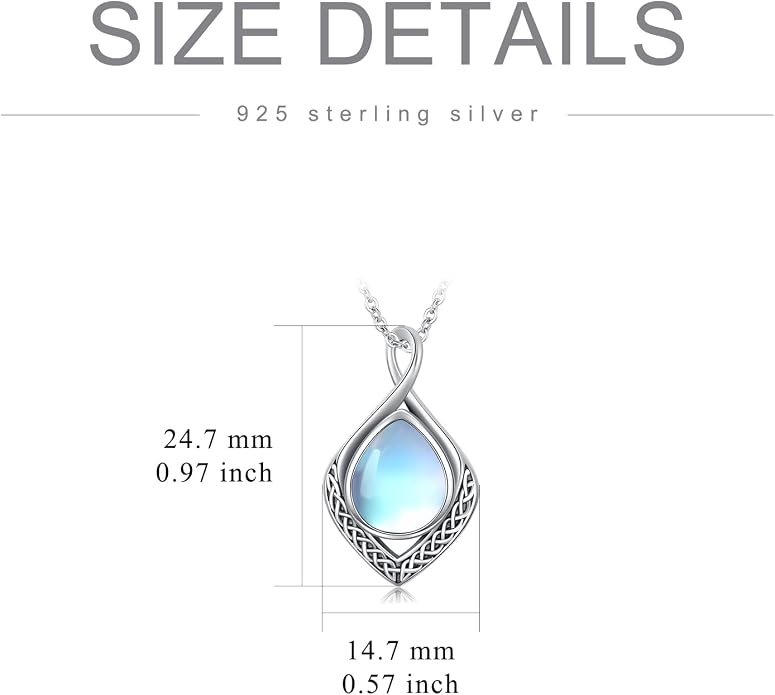 PELOVNY Celtic Knot Necklaces for Women 925 Sterling Silver Gemstone/Birthstone Teardrop Infinity Necklace Irish Celtic Pendant Jewelry Gifts for Mom Daughter Wife