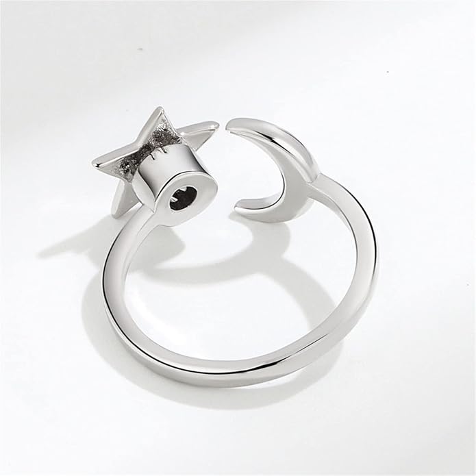 Caiyao Fidget Anxiety Relief Ring Daisy Sunflower Flower Evil Eye Zircon Bead Open Adjustable Spinner Stackable Ring for Women Stress Relieveing Jewelry Gift