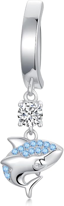 Butterfly Cross Shark Belly Button Ring 925 Sterling Silver Clicker Belly Rings Dangle Navel Ring Hypoallergenic Navel Piercing Belly Piercing Jewelry Gifts for Women