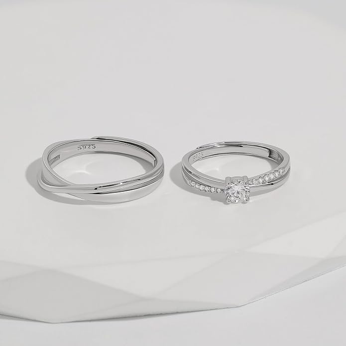 Meissa 925 Sterling Silver Celtic Knot Ring for Couples 2 Pcs Couple Rings Handmade Matching Promise Rings Rings Size Adjustable Bridal Jewelry