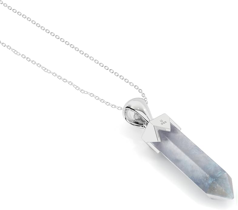Hexagonal Shape Natural Gemstone Pendant Necklace for Women, Birthstone Jewelry Gifts for Her Birthday, Anniversary, Graduation (15x3.5mm, Bezel-Set)