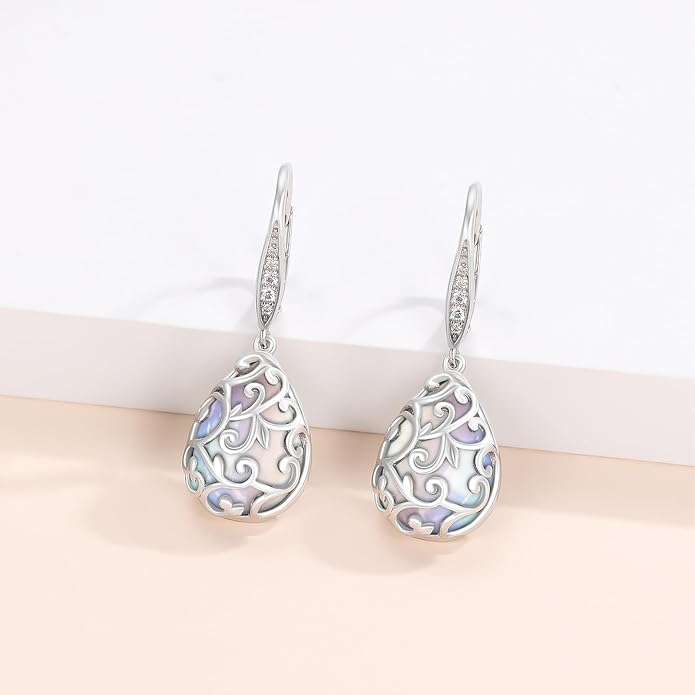 Trendy Dangle Earrings for Women Teen Girls Sterling Silver 12 Birthstone Earrings Minimalist Hypoallergenic Earrings for Sensitive Ears Jewelry Gifts