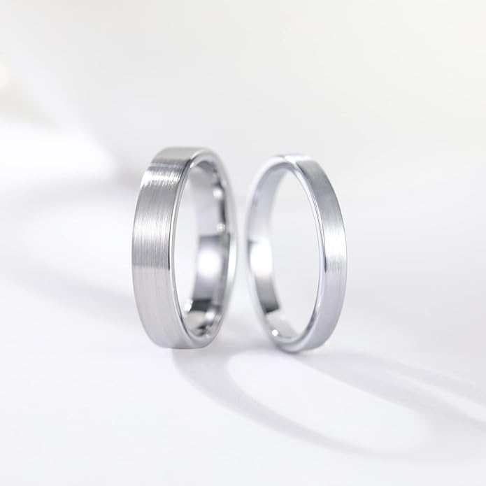 Greenpod 4mm 6mm Tungsten Carbide Ring for Men Women Beveled Edge Brushed Silver/Black/24K Gold Plated Wedding Band Comfort Fit Size 4-13