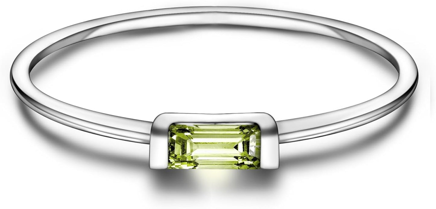 Helonley S925 Sterling Silver Birthstone Stackable Rings for Women Mother with Cubic zirconium Mom Ring Mother's Day Jewelry Gifts for Wife