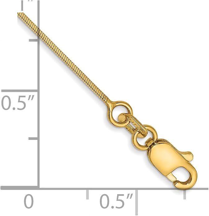 Sonia Jewels Real 14k Yellow Gold .80mm Octagonal Snake Chain Necklace - with Secure Lobster Lock Clasp